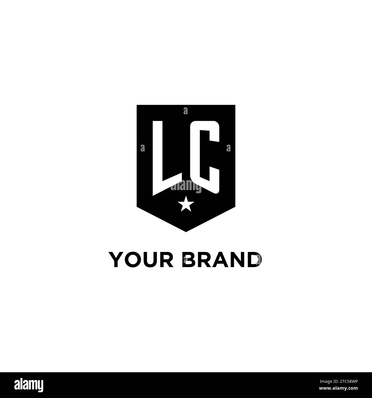 Logo initial monogramme LC avec bouclier géométrique et idées de style de conception d'icône d'étoile Illustration de Vecteur