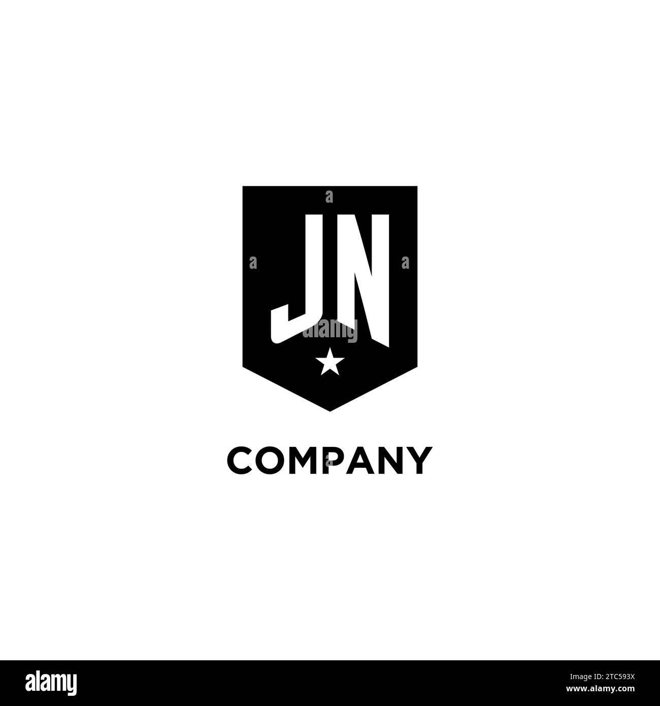 Logo initial de monogramme JN avec bouclier géométrique et idées de style de conception d'icône d'étoile Illustration de Vecteur