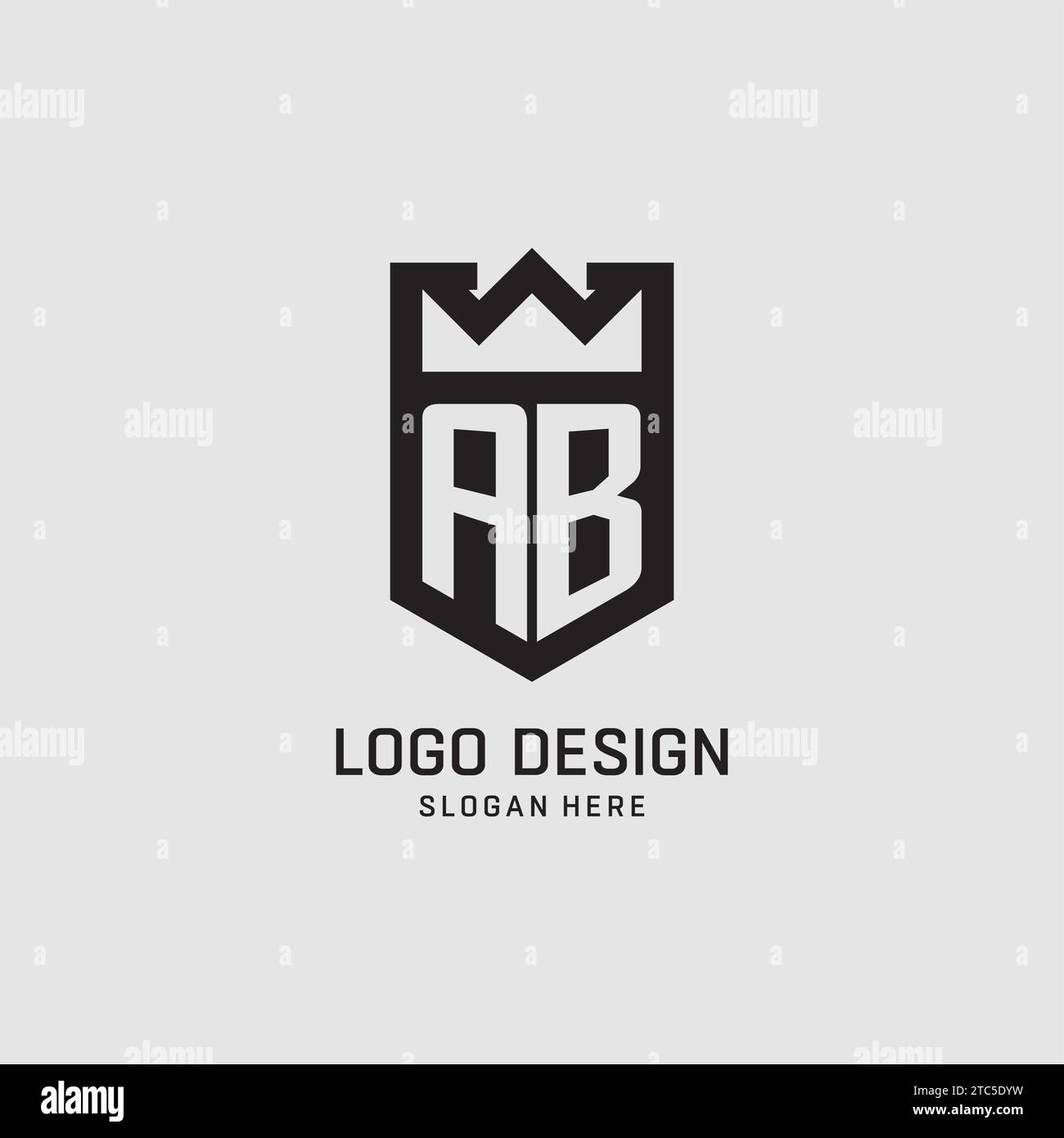 Forme initiale de bouclier de logo AB, graphique vectoriel de conception de logo eSport créatif Illustration de Vecteur
