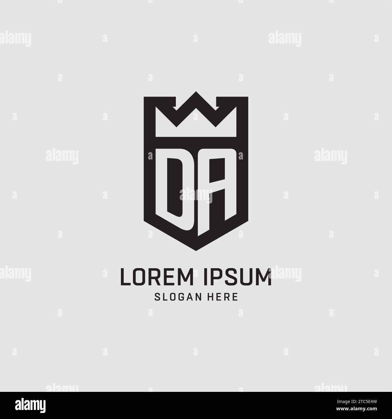 Forme initiale de bouclier de logo DA, graphique vectoriel de conception de logo eSport créatif Illustration de Vecteur