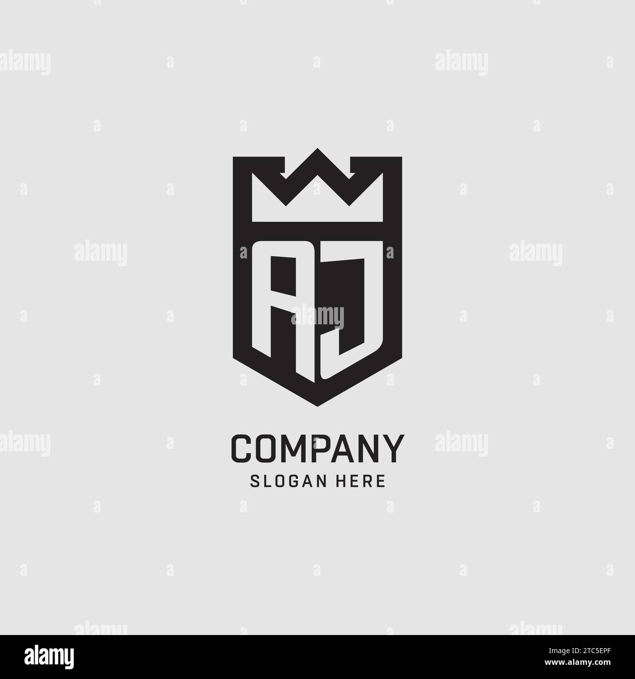 Forme initiale de bouclier de logo AJ, graphique vectoriel de conception de logo eSport créatif Illustration de Vecteur