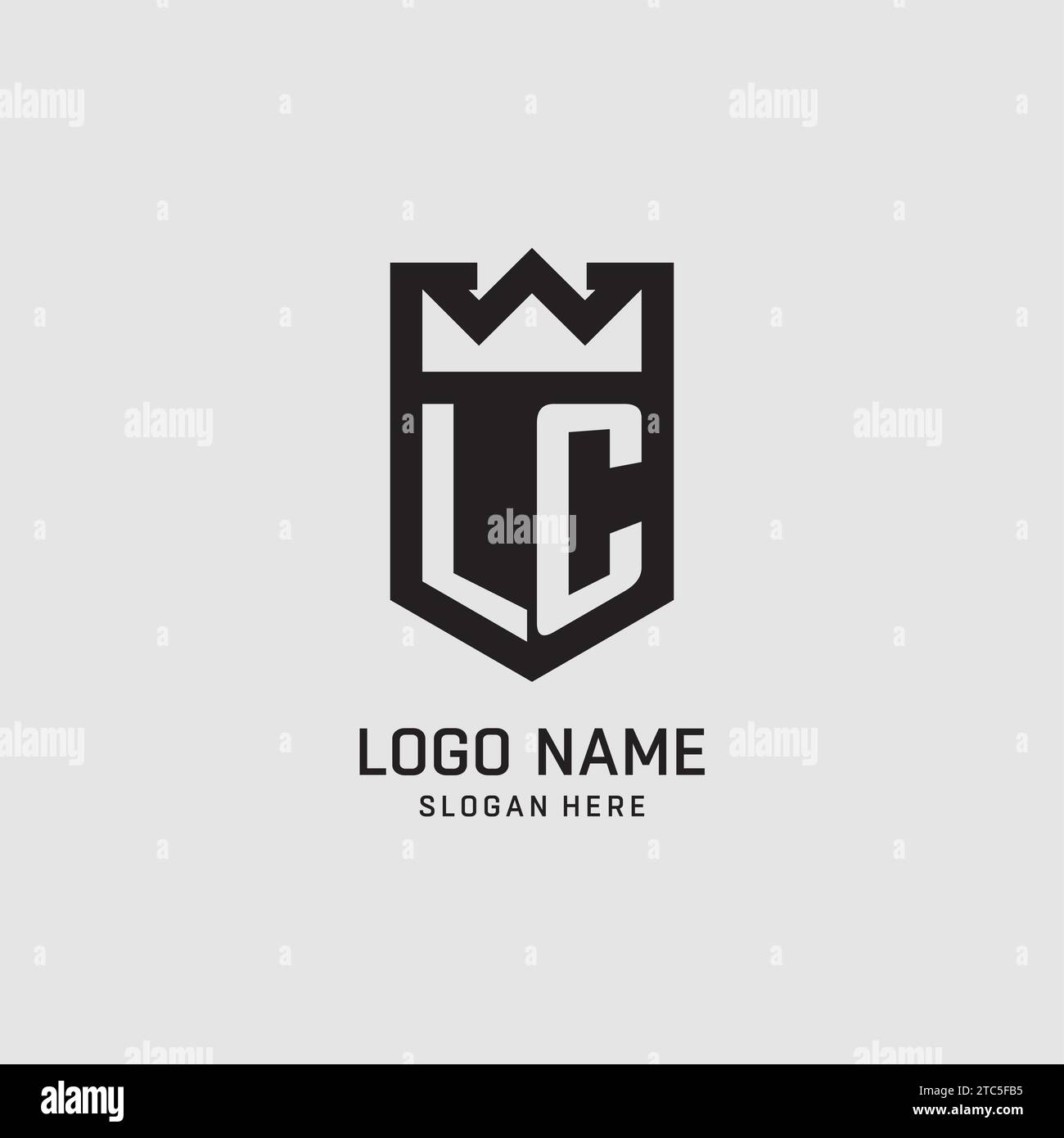 Forme initiale de bouclier de logo LC, graphique vectoriel de conception de logo eSport créatif Illustration de Vecteur
