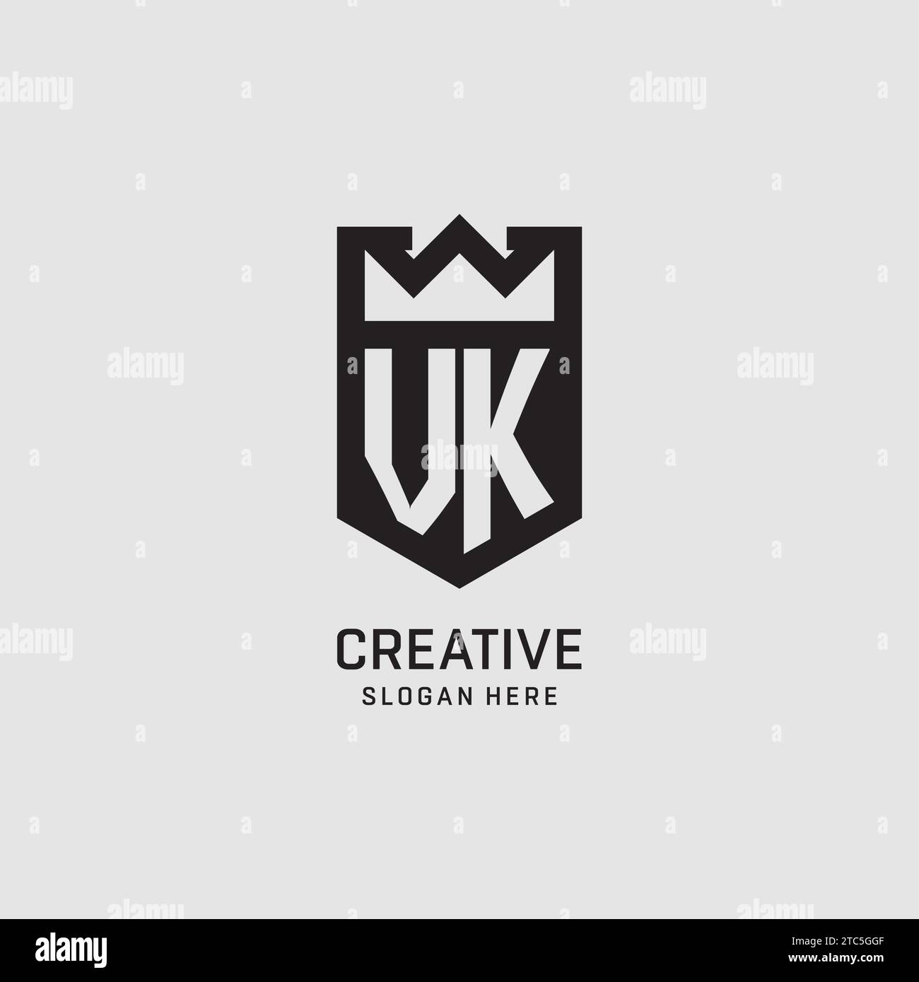 Forme initiale de bouclier de logo VK, graphique vectoriel de conception de logo eSport créatif Illustration de Vecteur