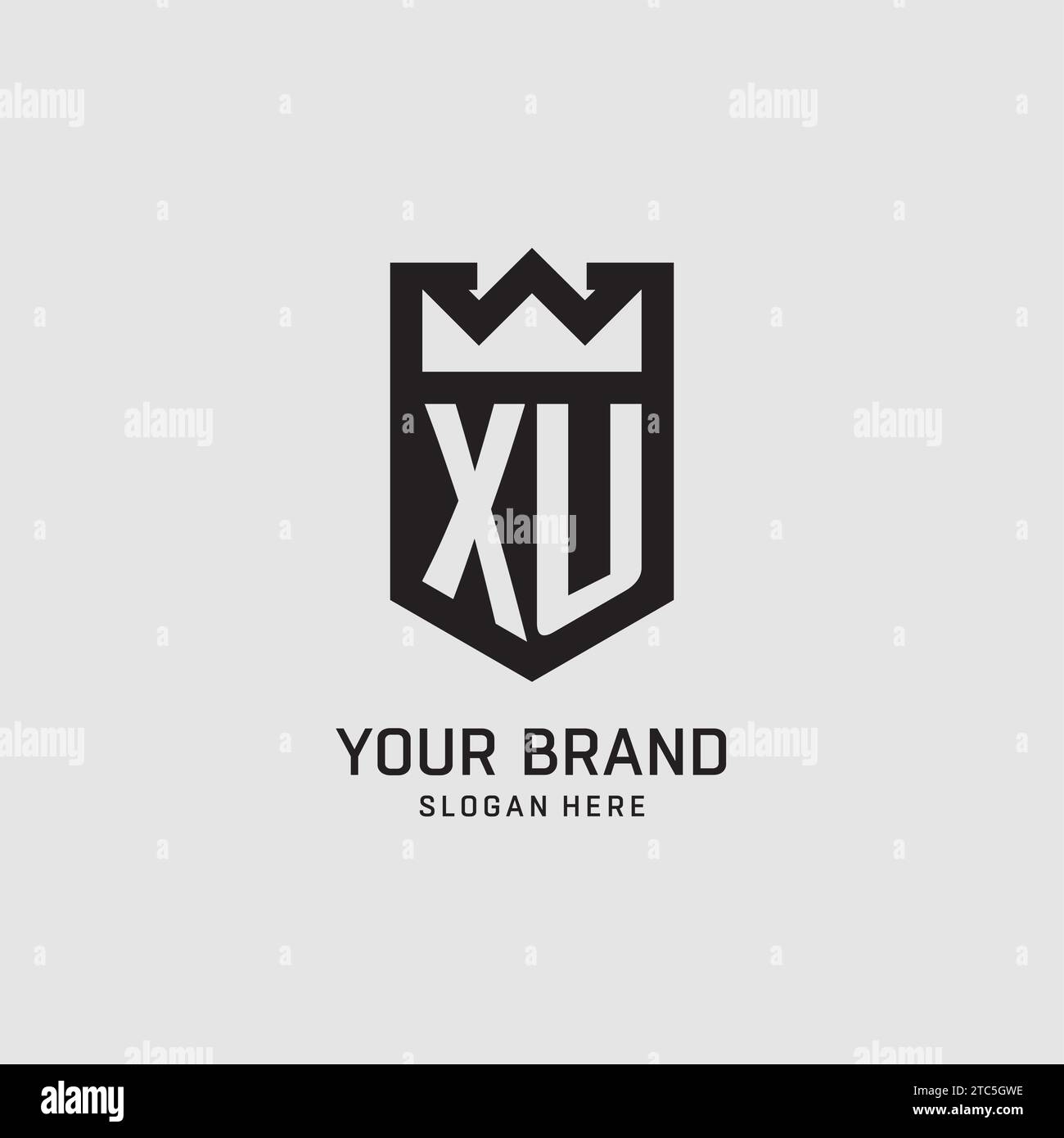 Forme initiale de bouclier de logo XU, graphique vectoriel de conception de logo eSport créatif Illustration de Vecteur