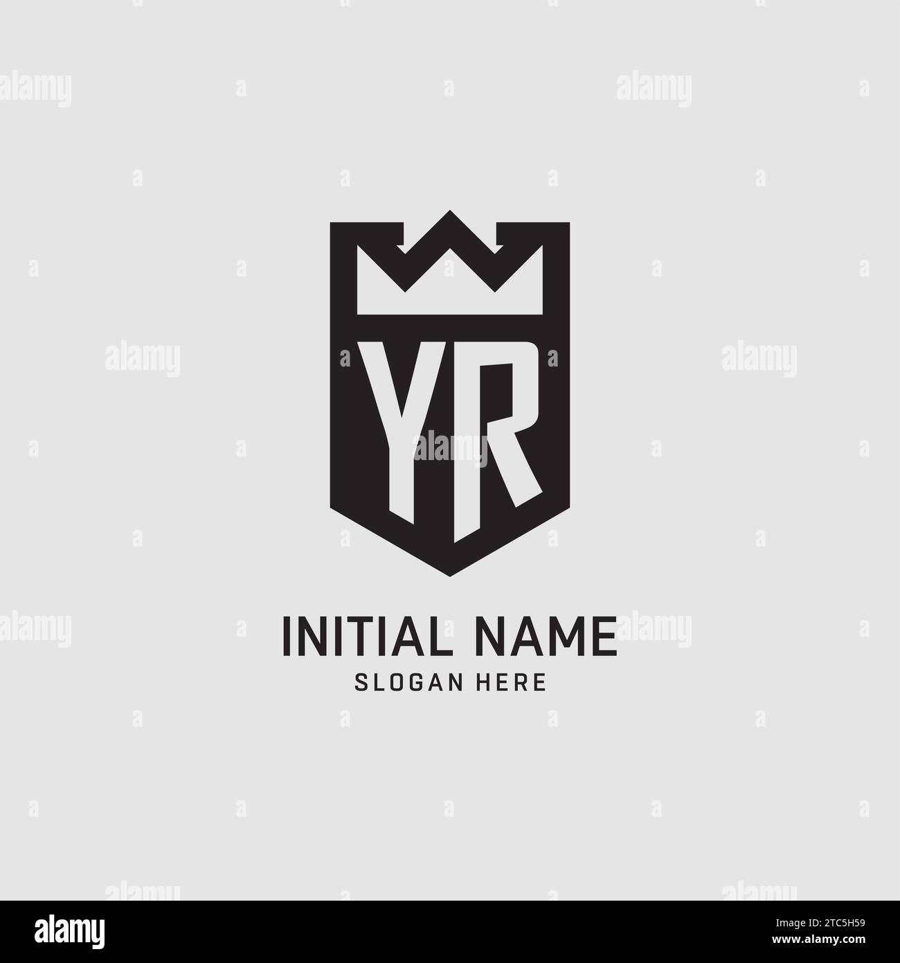 Forme initiale de bouclier de logo YR, graphique vectoriel de conception de logo eSport créatif Illustration de Vecteur