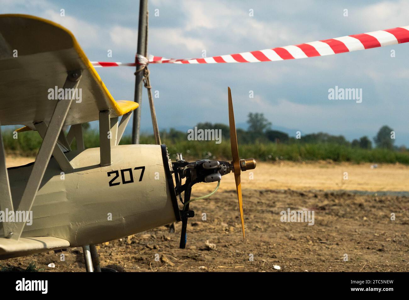 Petit avion à hélice à un spectacle aérien. Mise au point sélective Banque D'Images