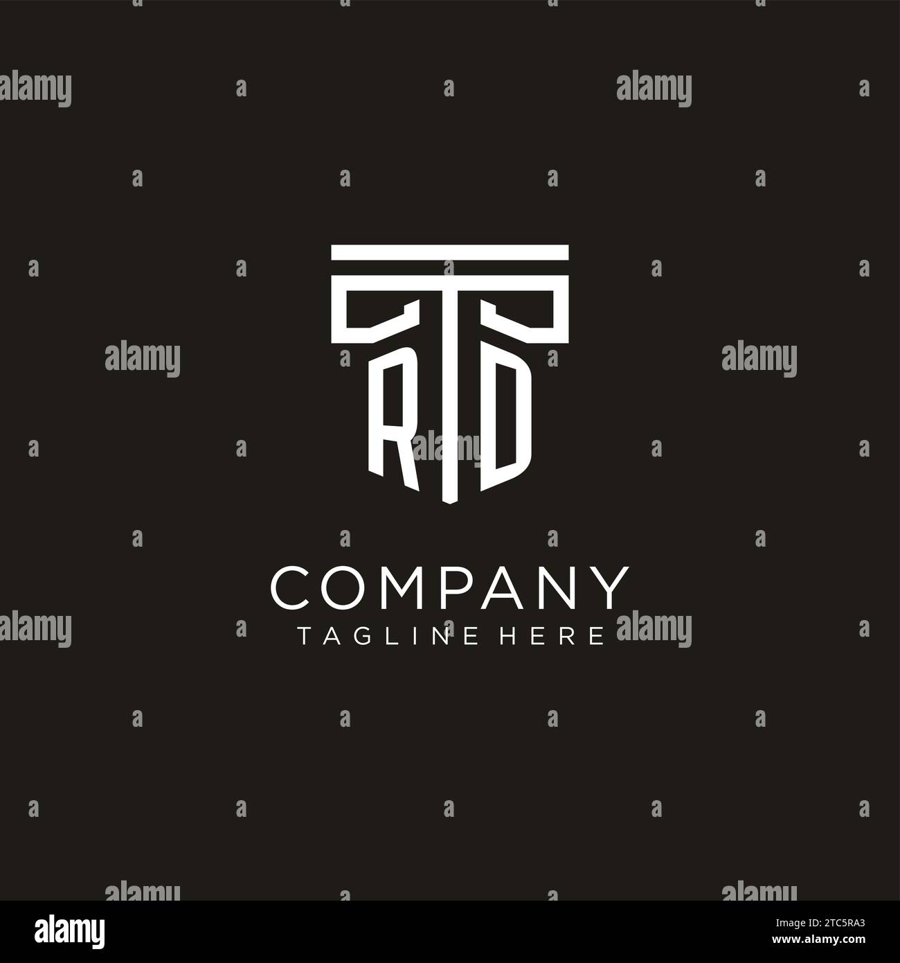 Logo initial RD avec conception de style de pilier géométrique, conception de logo de cabinet d'avocats moderne créatif Illustration de Vecteur