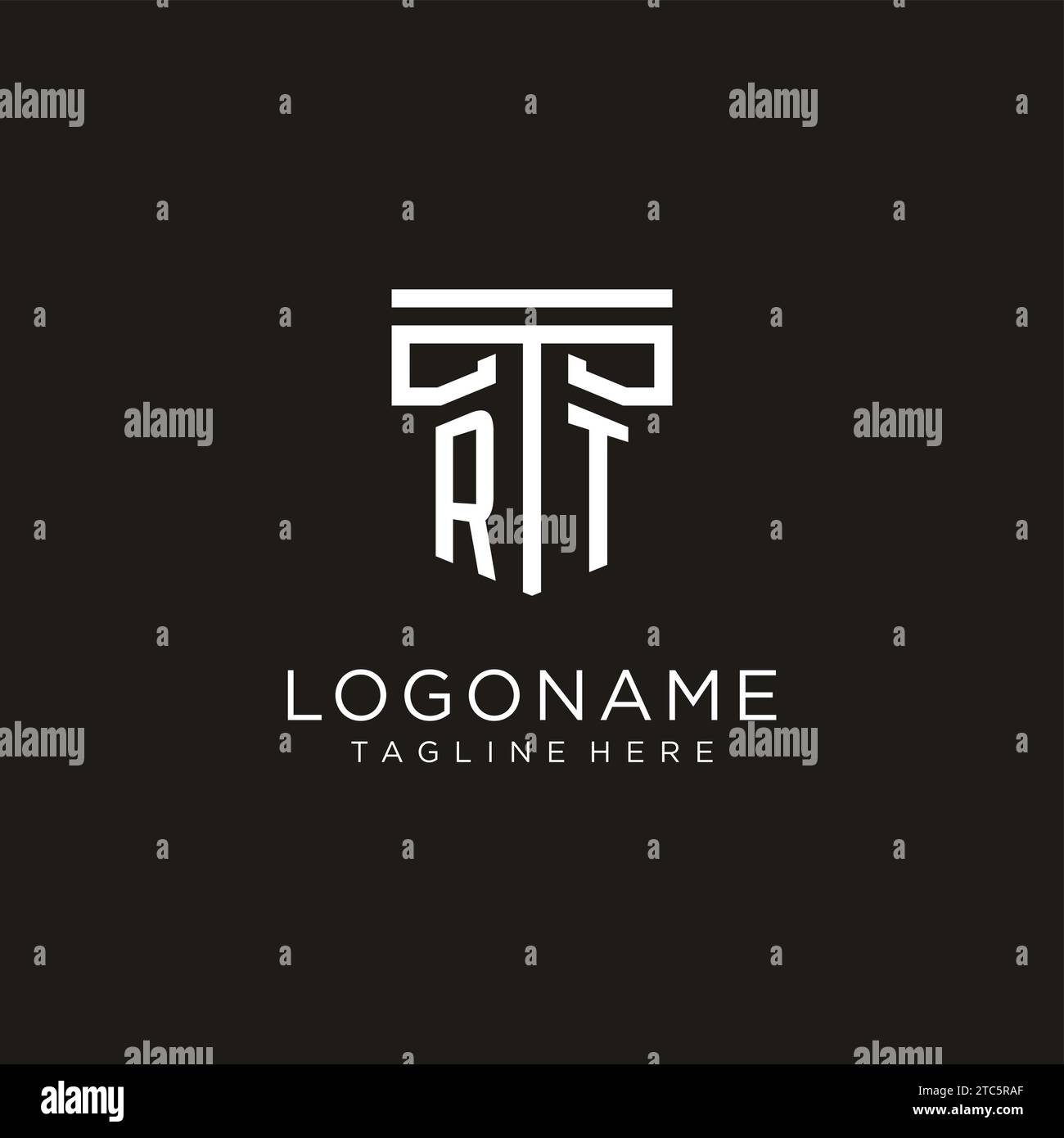Logo initial RT avec design de style pilier géométrique, design créatif moderne du logo du cabinet d'avocats Illustration de Vecteur