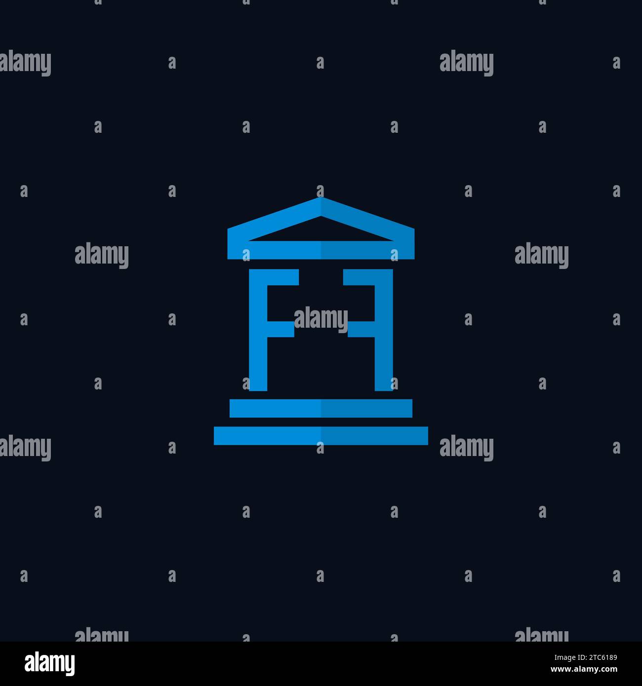 Monogramme initial de logo FF avec des idées de conception d'icônes de bâtiment de palais de justice simples Illustration de Vecteur