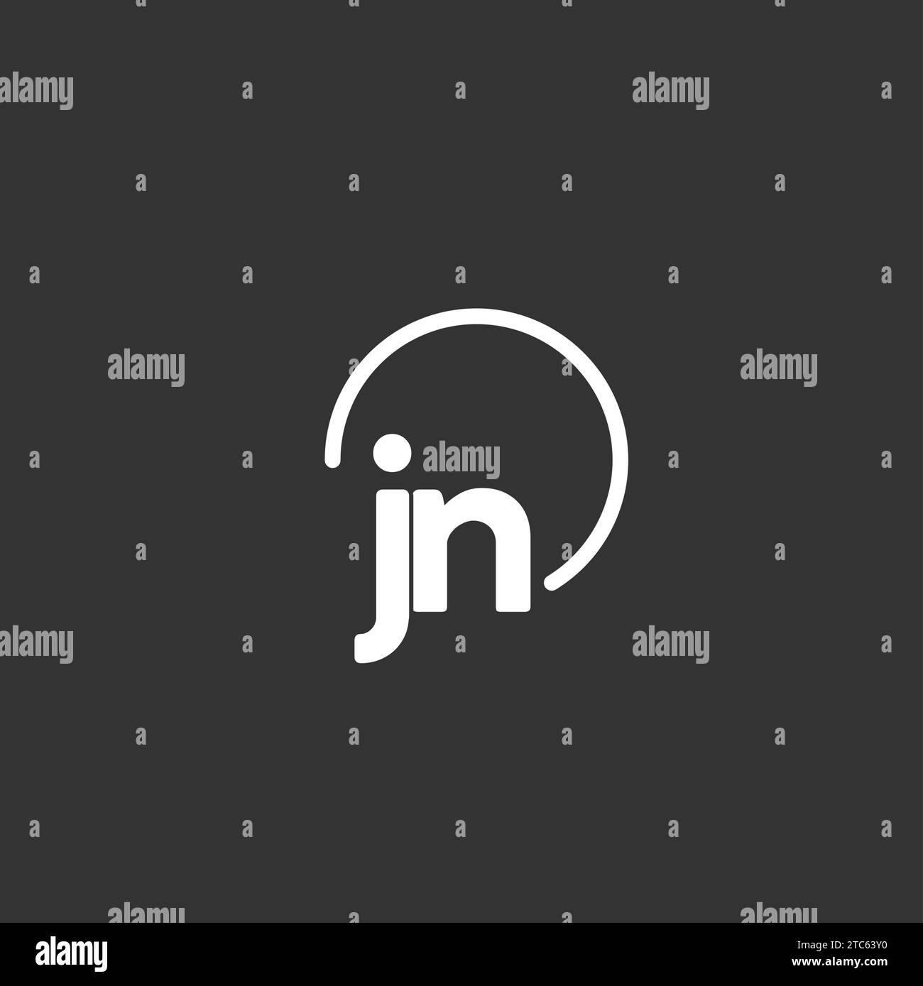 Logo initial JN avec graphique vectoriel de cercle arrondi Illustration de Vecteur