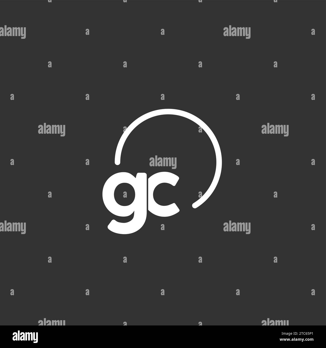 Logo initial GC avec graphique vectoriel circulaire arrondi Illustration de Vecteur