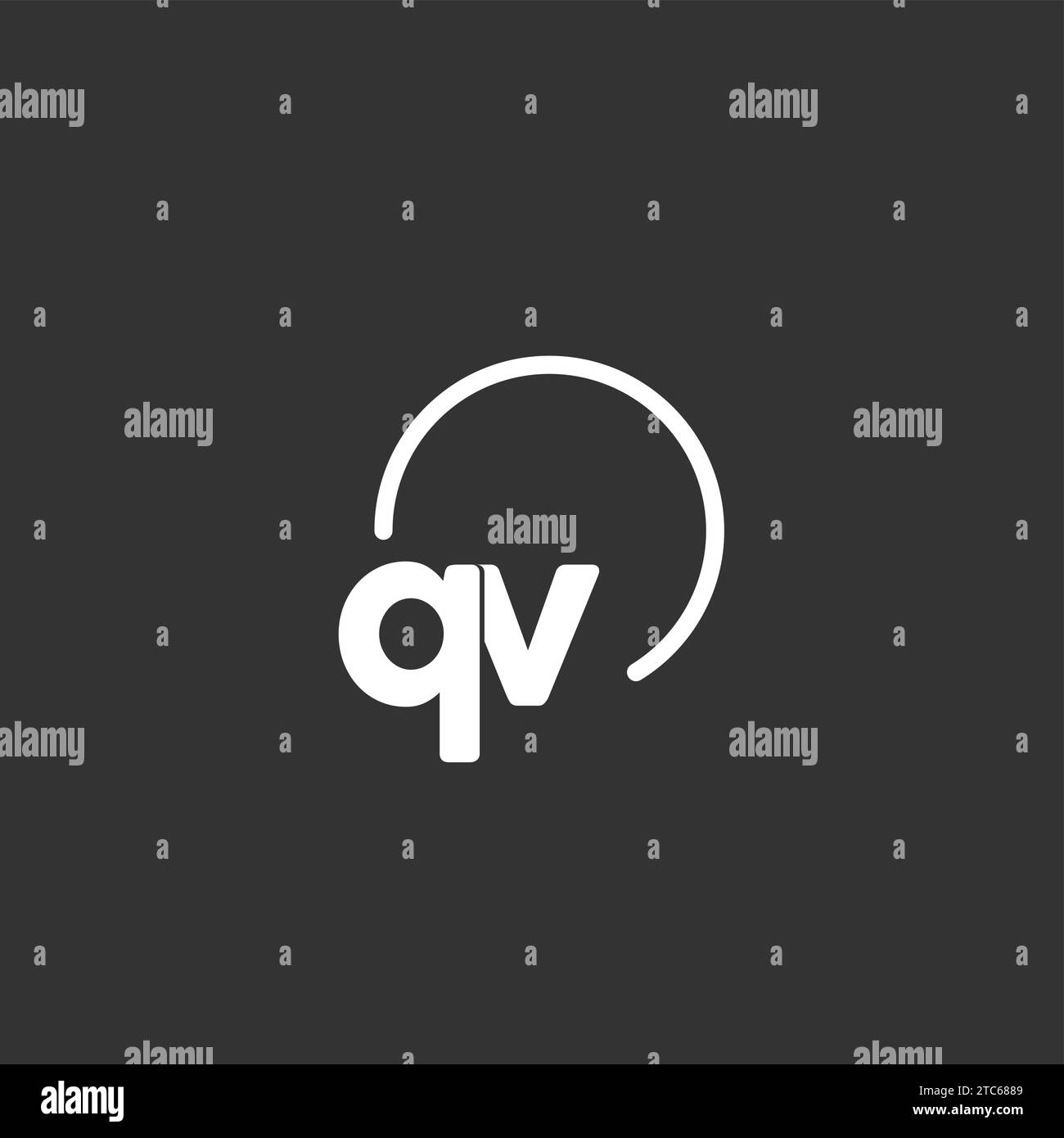 Logo initial QV avec graphique vectoriel de cercle arrondi Illustration de Vecteur