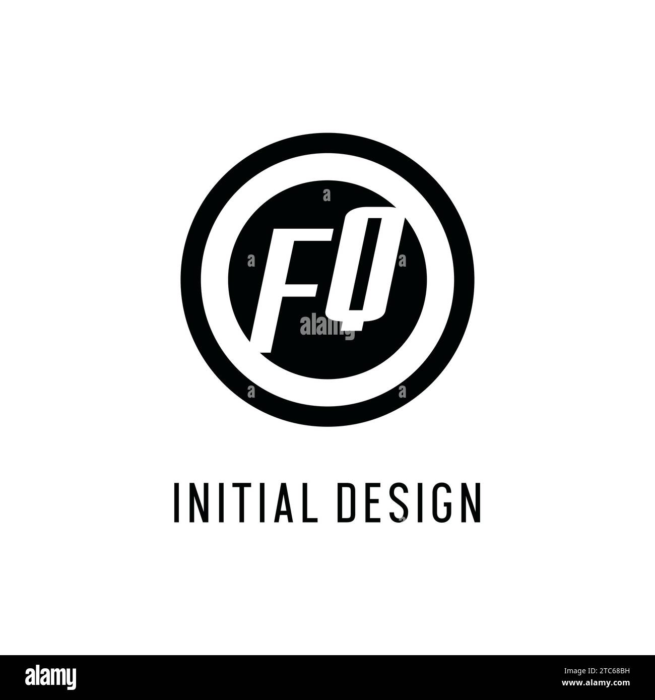 Ligne circulaire concentrique initiale du logo FQ, graphique vectoriel de style logo monogramme propre et simple Illustration de Vecteur