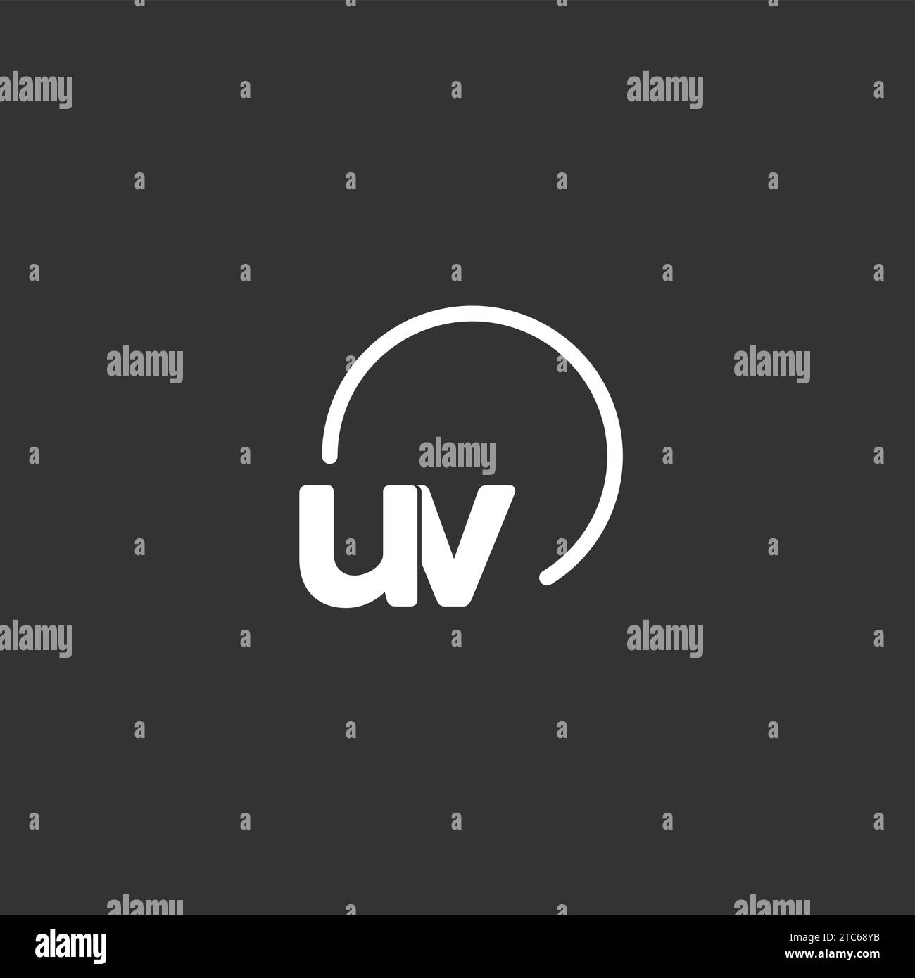 Logo initial UV avec graphique vectoriel de cercle arrondi Illustration de Vecteur