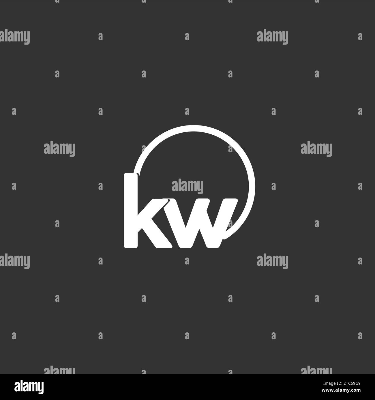 Logo initial KW avec graphique vectoriel circulaire arrondi Illustration de Vecteur