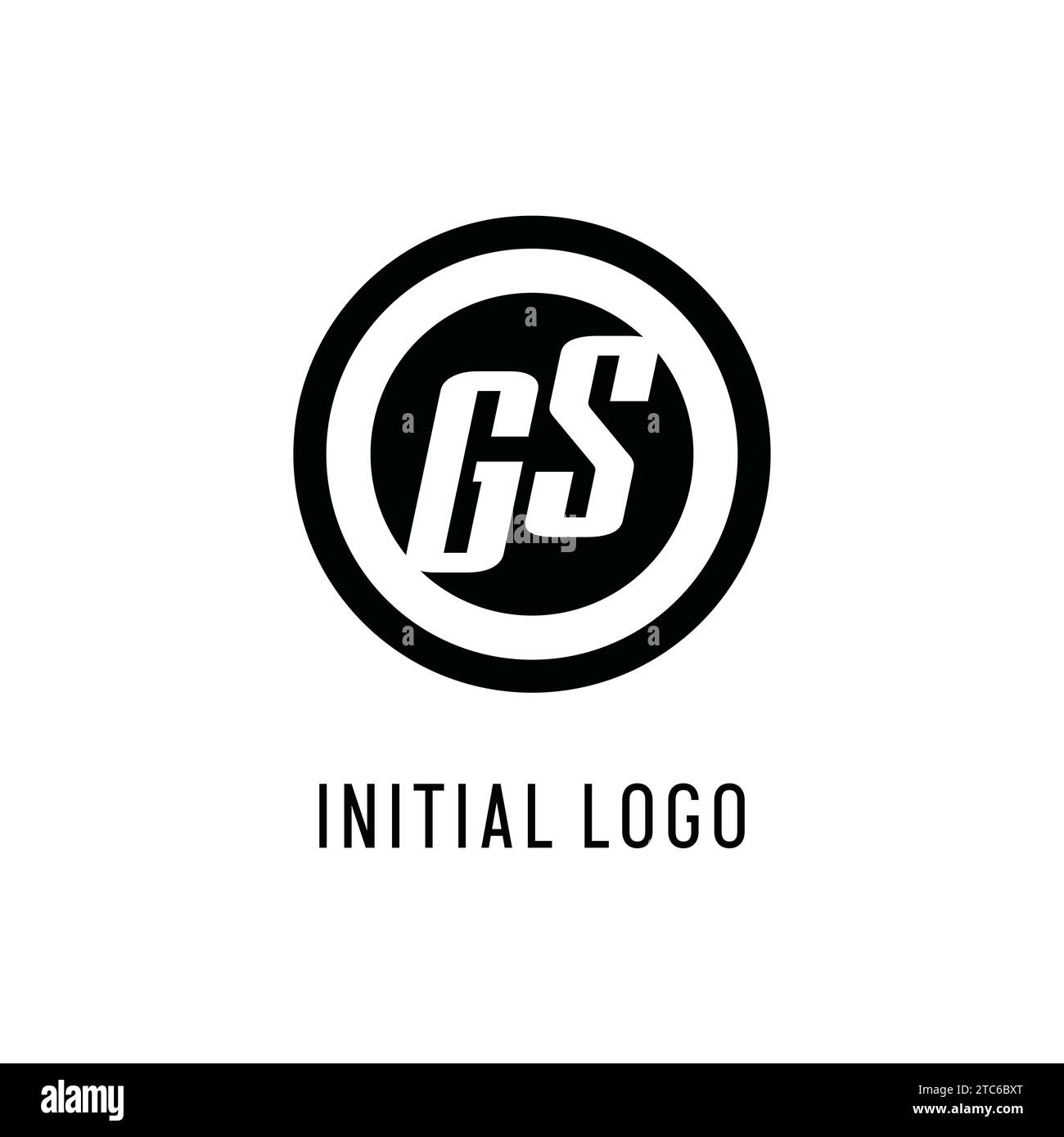 Ligne circulaire concentrique initiale du logo GS, graphique vectoriel de style logo monogramme propre et simple Illustration de Vecteur