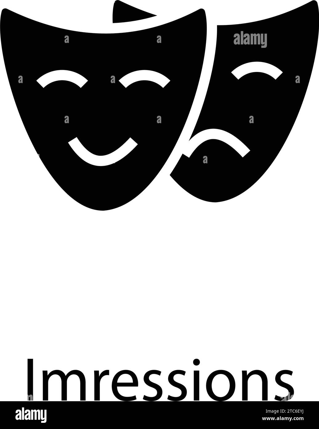 impressions, masque glyphe icône isolé, marketing , planification Illustration de Vecteur