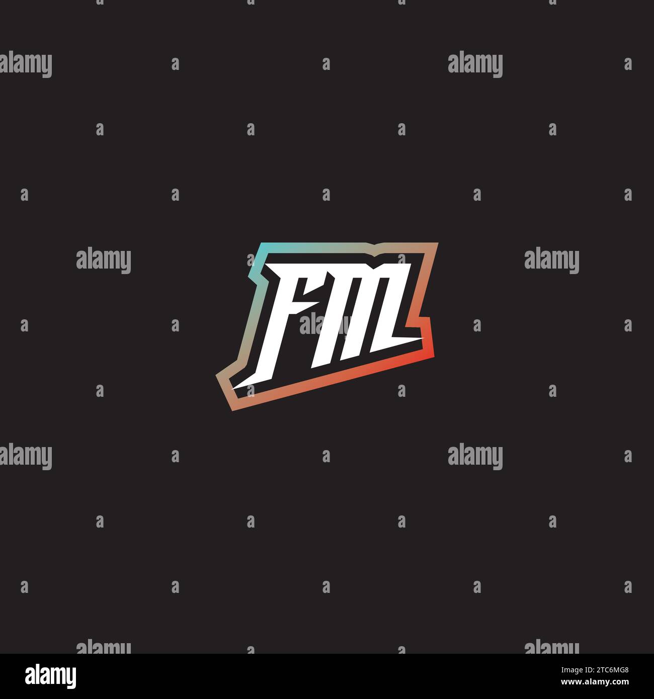 Combinaison de lettres FM logo cool eSport initial et idées de gradation de couleur cool Illustration de Vecteur