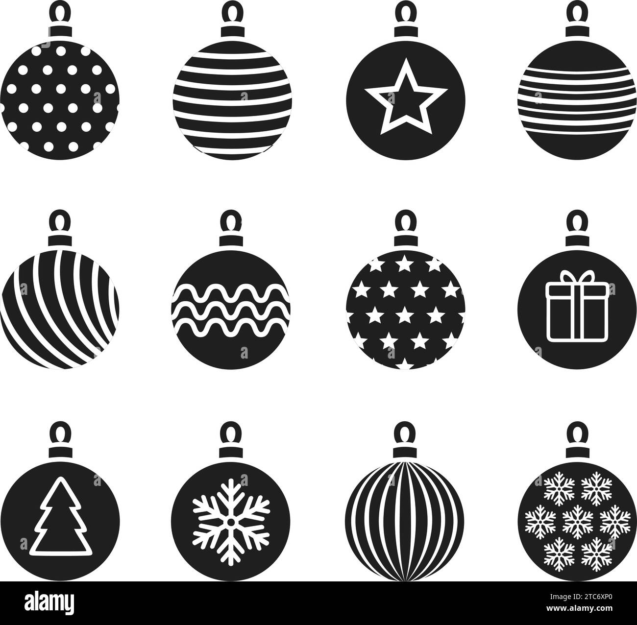 Boule de Noël icône noire. Ensemble de jouets de vacances. Illustration vectorielle bonne année. Éléments de conception. Illustration de Vecteur