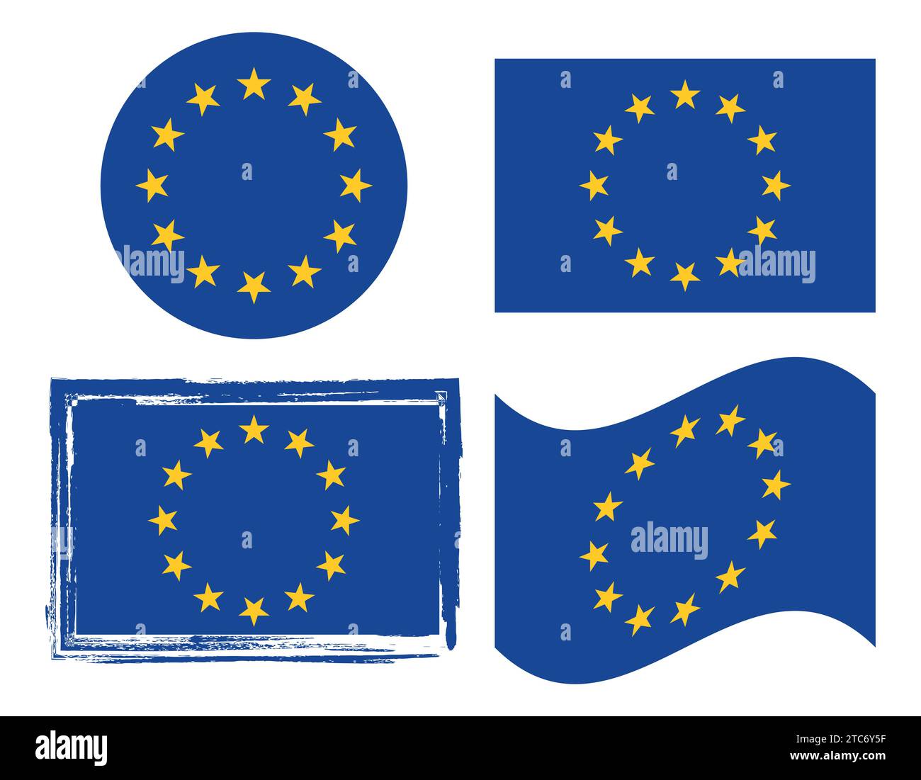 Drapeau national original et simple de l'Europe (UE), drapeau de l'Union européenne vecteur isolé. Illustration de Vecteur