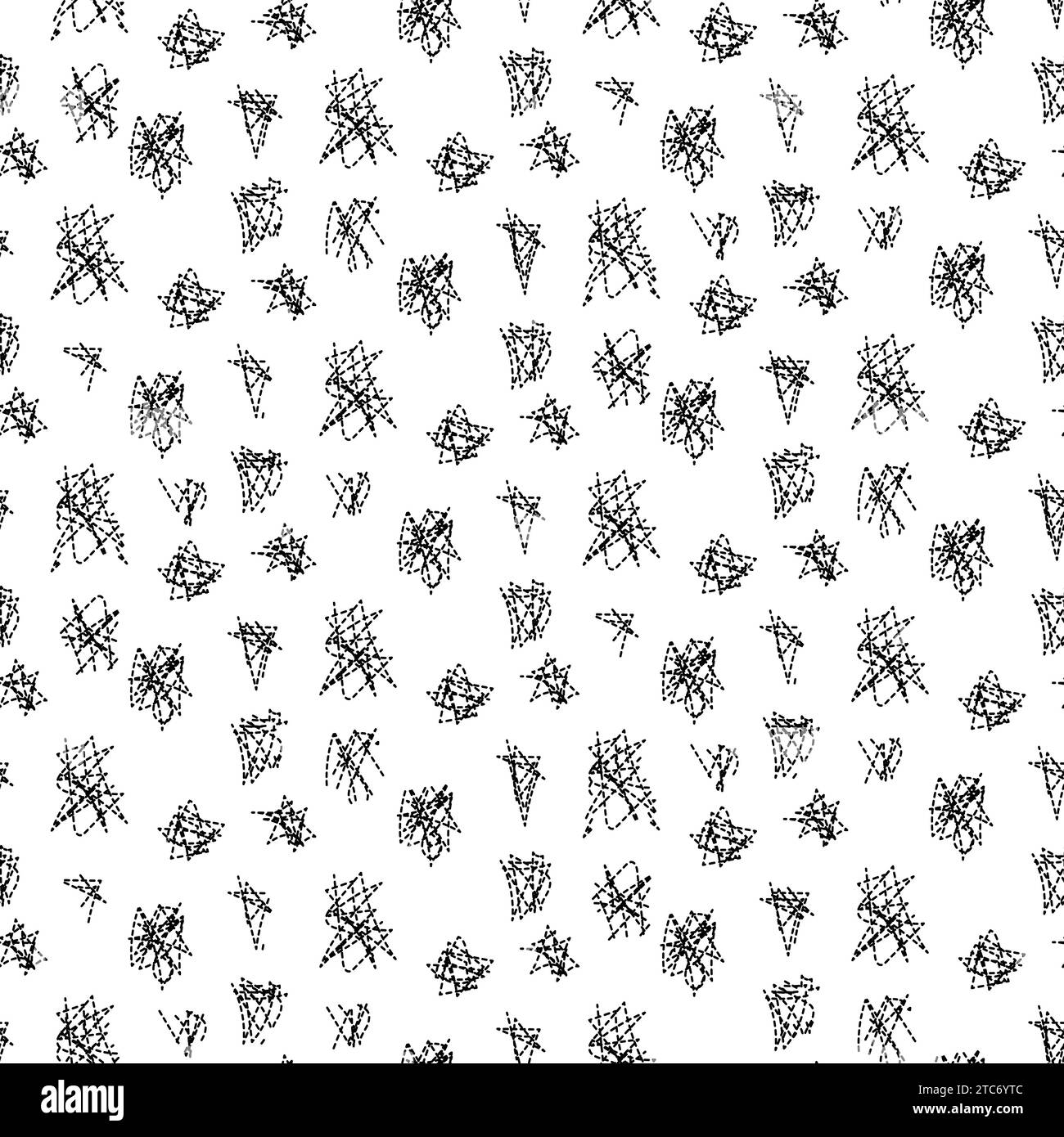 Grunge blots motif sans couture avec ligne pointillée dessinée à la main. Ornement pour impression sur tissu, couverture et emballage. Simple ornementation vectorielle noir et blanc Illustration de Vecteur