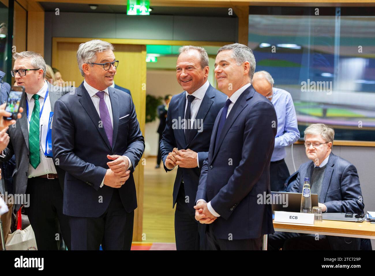 Bruxelles, Belgique. 07 décembre 2023. © Nicolas Landemard/le Pictorium/MAXPPP - Bruxelles 07/12/2023 les ministères de Finances Européens se réunifient ce jour dans le cadre de l'Eurogroupe. Crédit : MAXPPP/Alamy Live News Banque D'Images