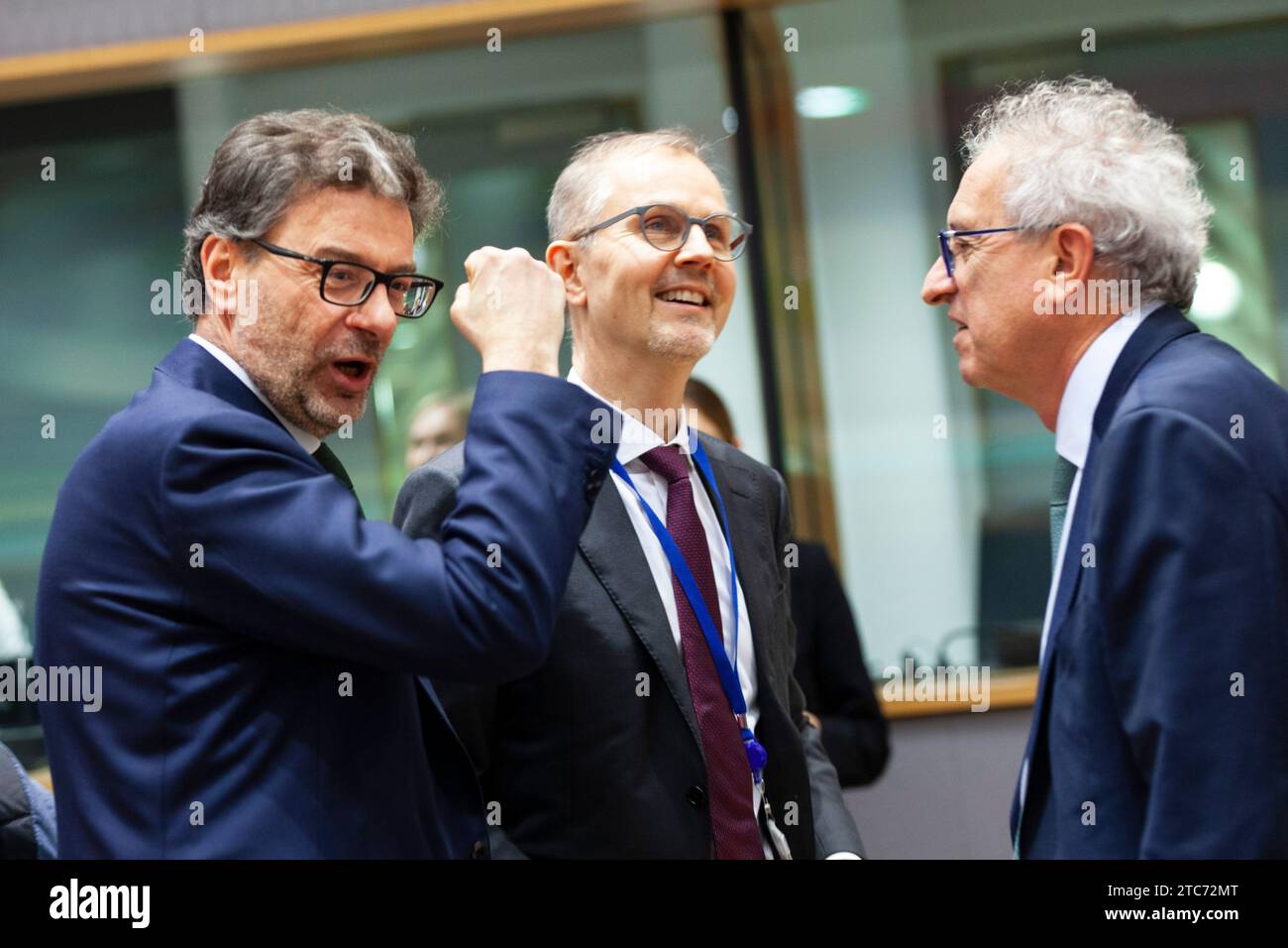 ©Nicolas Landemard / le Pictorium/MAXPPP - Bruxelles 07/12/2023 les ministères de Finances Européens se réunifient ce jour dans le cadre de l'Eurogroupe. Banque D'Images