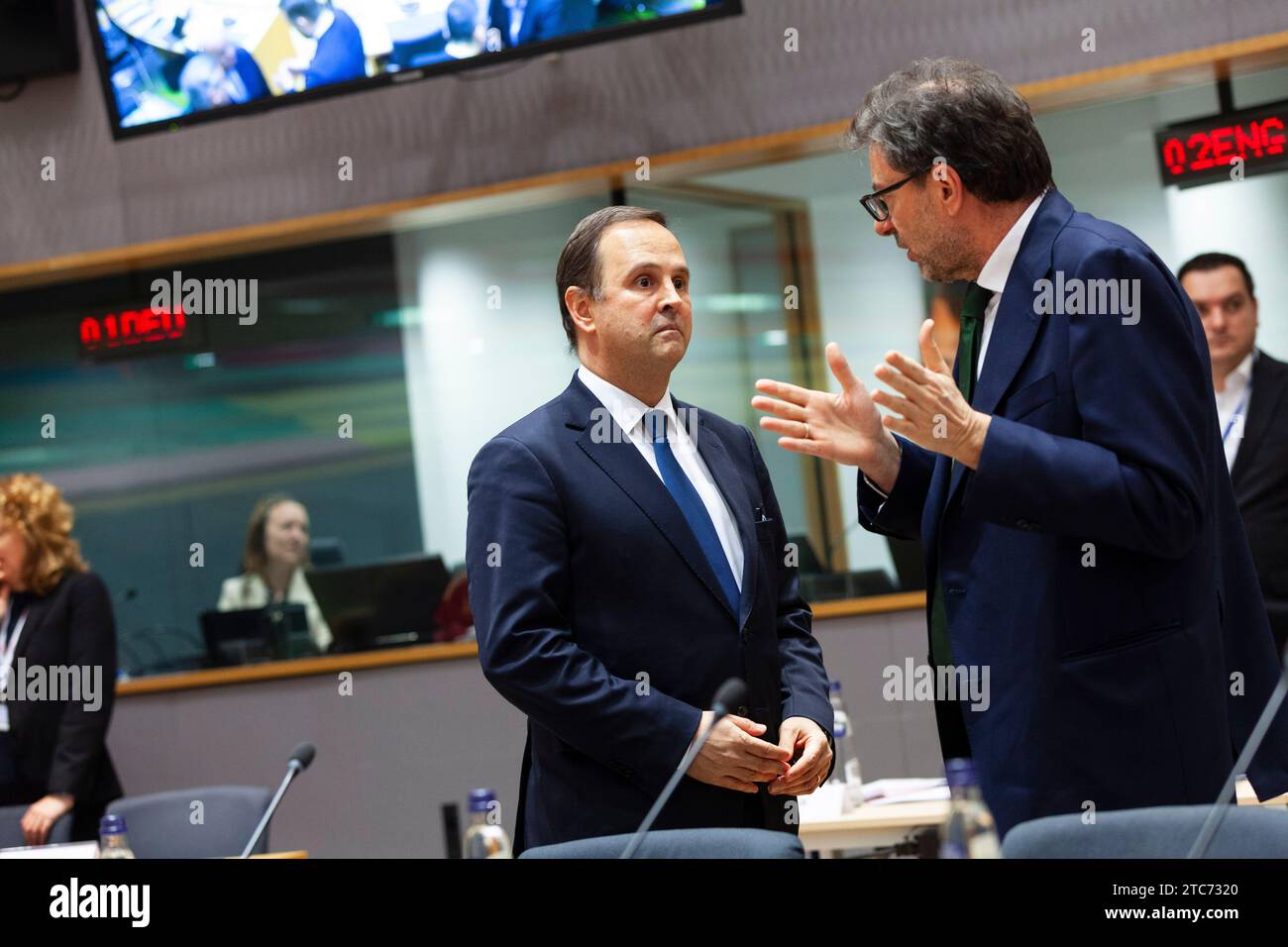 Bruxelles, Belgique. 07 décembre 2023. © Nicolas Landemard/le Pictorium/MAXPPP - Bruxelles 07/12/2023 les ministères de Finances Européens se réunifient ce jour dans le cadre de l'Eurogroupe. Crédit : MAXPPP/Alamy Live News Banque D'Images