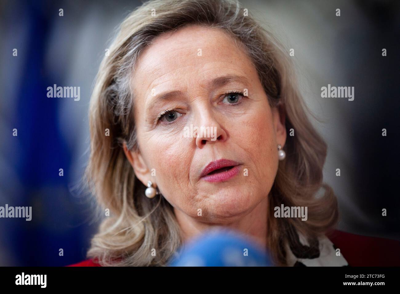 Bruxelles, Belgique. 07 décembre 2023. © Nicolas Landemard/le Pictorium/MAXPPP - Bruxelles 07/12/2023 les ministères de Finances Européens se réunifient ce jour dans le cadre de l'Eurogroupe. Ici Mme Calvino. Crédit : MAXPPP/Alamy Live News Banque D'Images