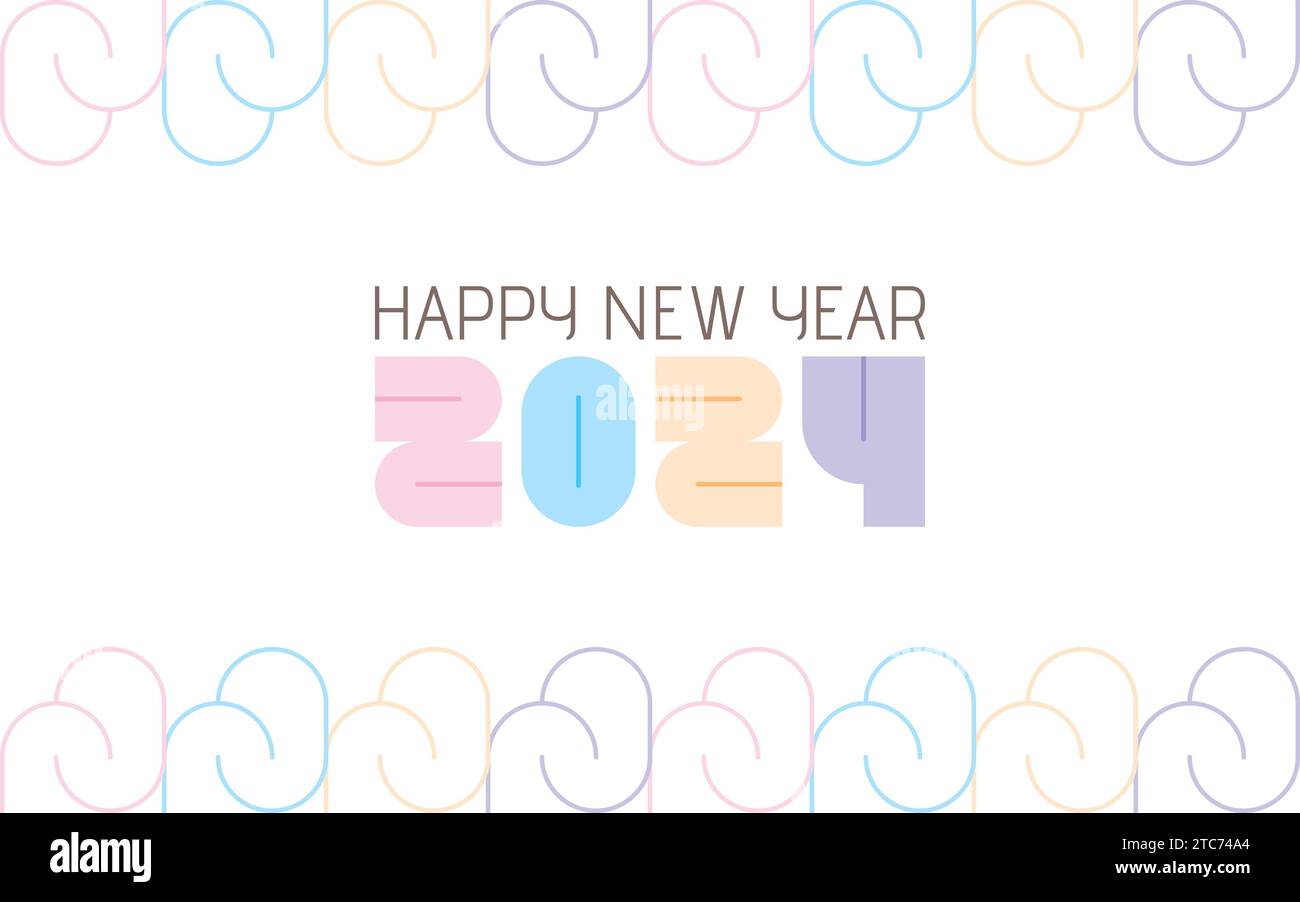 Creative Happy New Year 2024 design de couleur pastel. Fond vectoriel premium, pour les affiches, calendriers, vœux et célébrations du nouvel an 2024. Illustration de Vecteur