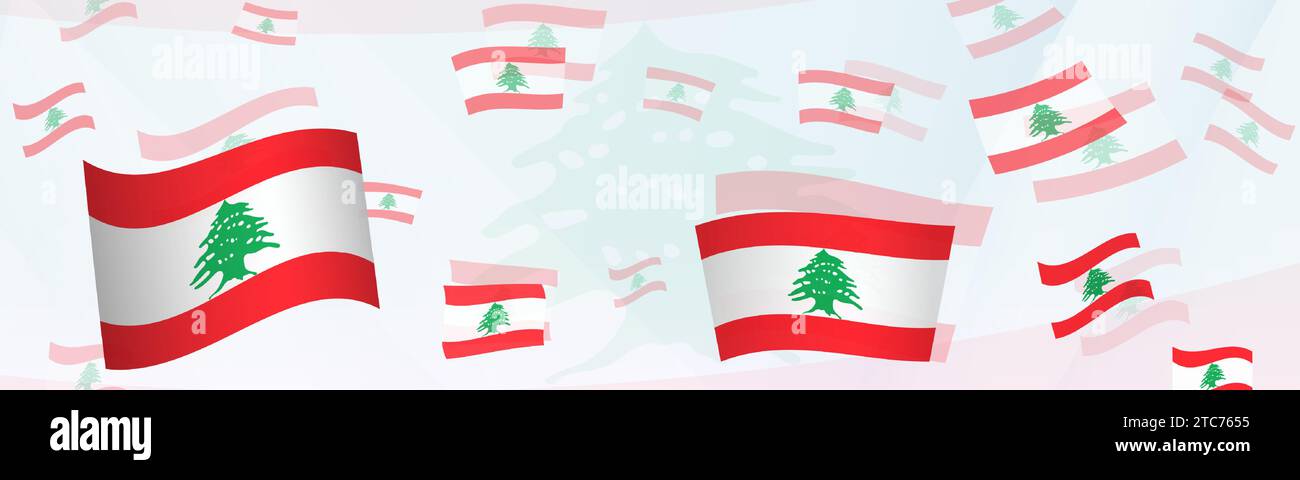 Motif abstrait sur le thème du drapeau libanais sur une bannière. Design de fond abstrait avec drapeaux nationaux. Illustration vectorielle. Illustration de Vecteur