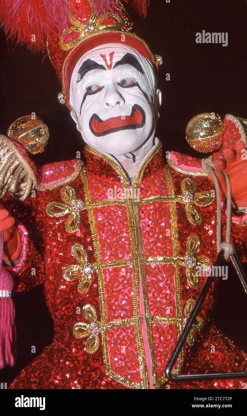 Clown du Prince Paul les frères Ringling photographié aux auditions du Clown College à long Island en 1979. Banque D'Images