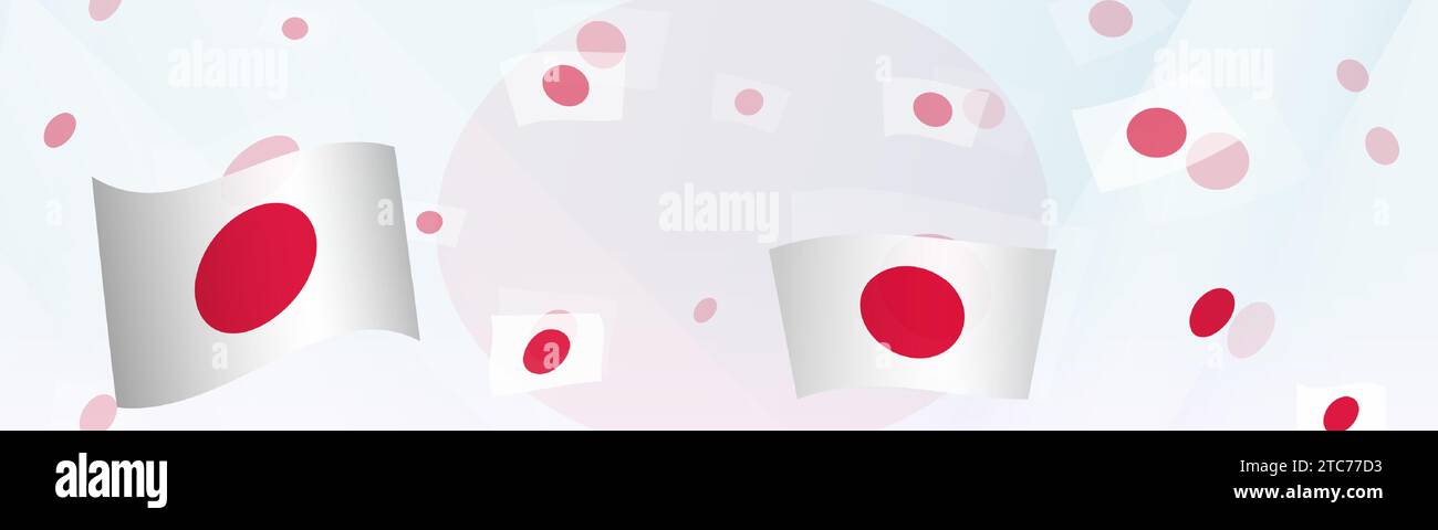 Design abstrait sur le thème du drapeau japonais sur une bannière. Design de fond abstrait avec drapeaux nationaux. Illustration vectorielle. Illustration de Vecteur