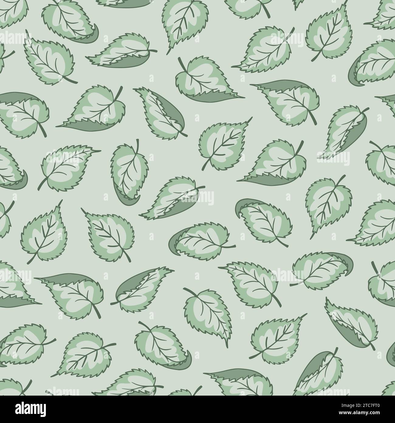 Feuilles vertes sur un fond vert clair, dans le style de l'art vectoriel simpliste Illustration de Vecteur