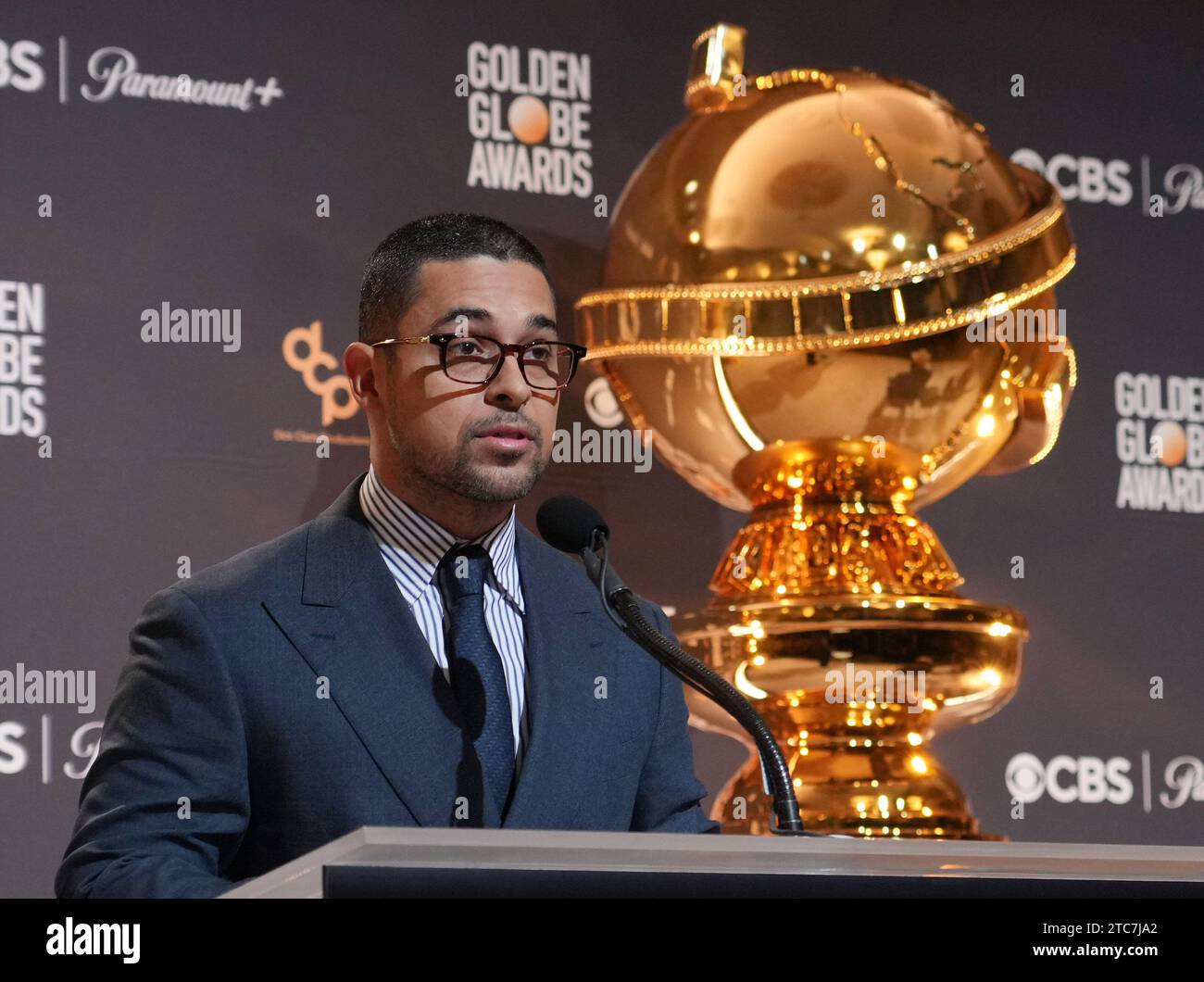 Wilmer Valderrama lors de la 81e annonce des nominations aux Golden Globe Awards tenue au Beverly Hilton à Beverly Hills, CA le lundi 11 décembre 2023. (Photo de Sthanlee B. Mirador/Sipa USA) Banque D'Images