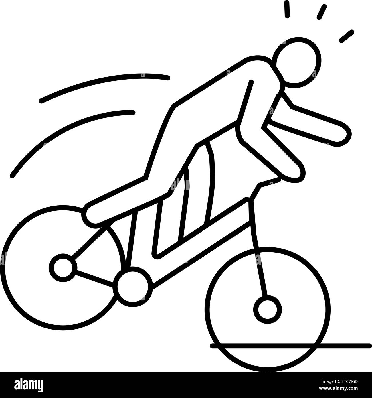 vélo d'automne homme accident ligne icône illustration vectorielle Illustration de Vecteur