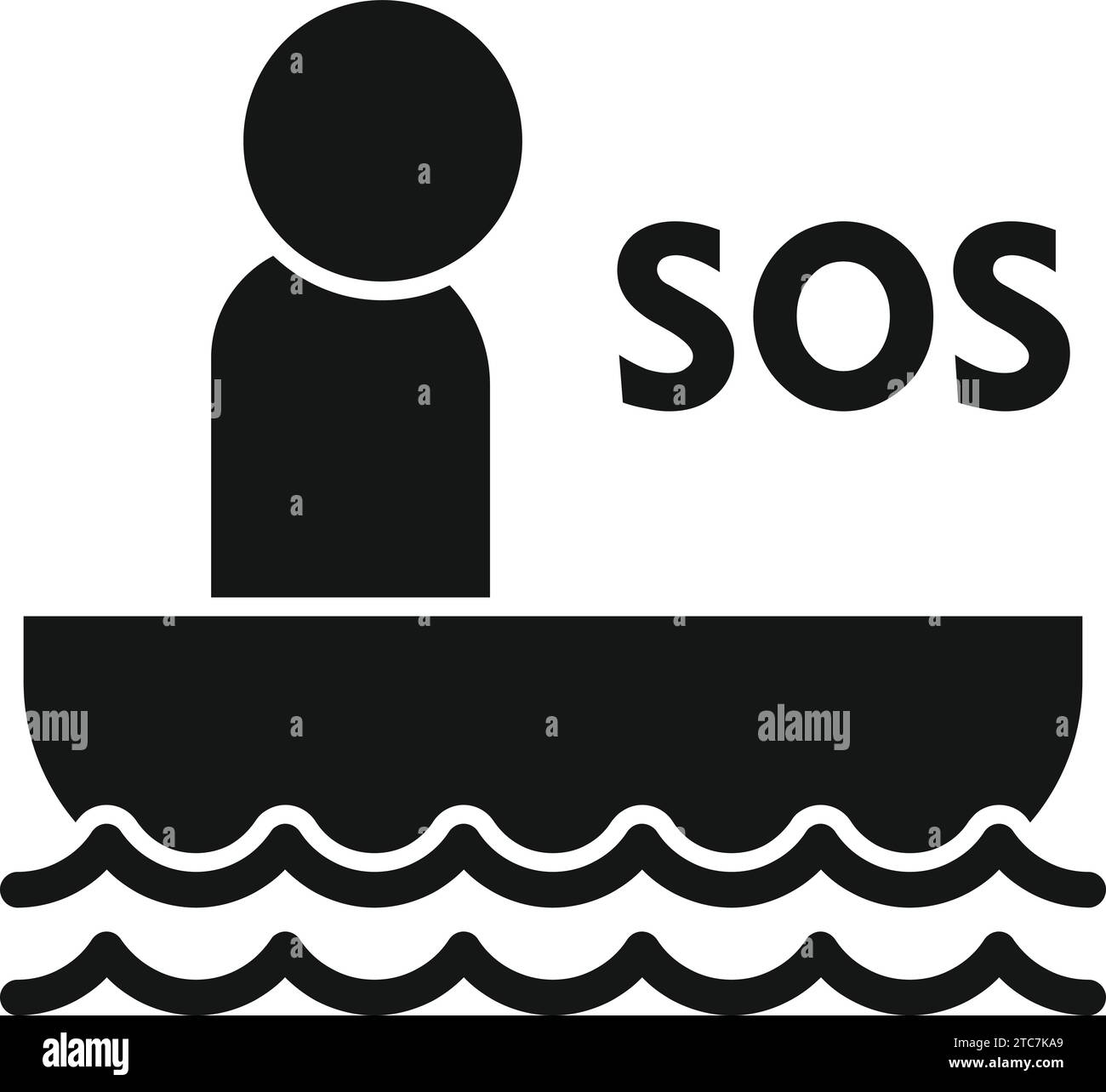 Vecteur simple d'icône de natation de bateau SOS. Alarme de sécurité. Composez l'aide santé Illustration de Vecteur