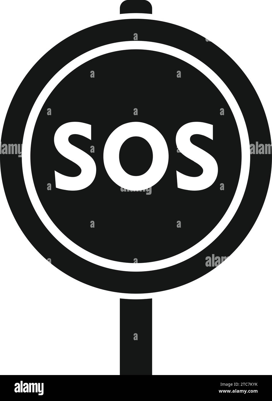 Vecteur simple d'icône de panneau routier SOS. Avertissement attention. Sirène de sécurité Illustration de Vecteur