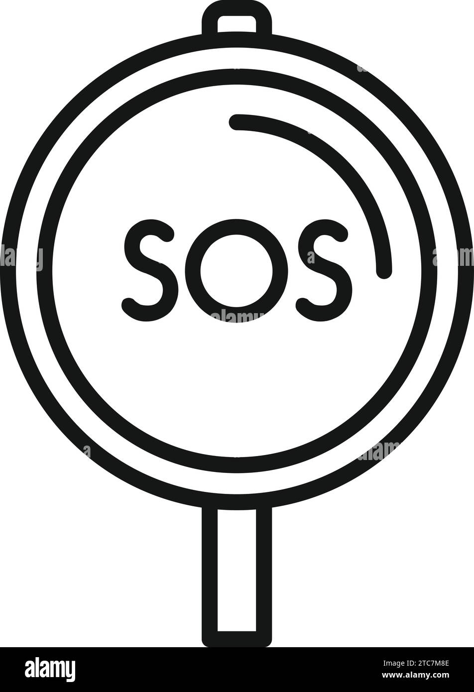 Vecteur de contour d'icône de panneau routier SOS. Avertissement attention. Sirène de sécurité Illustration de Vecteur