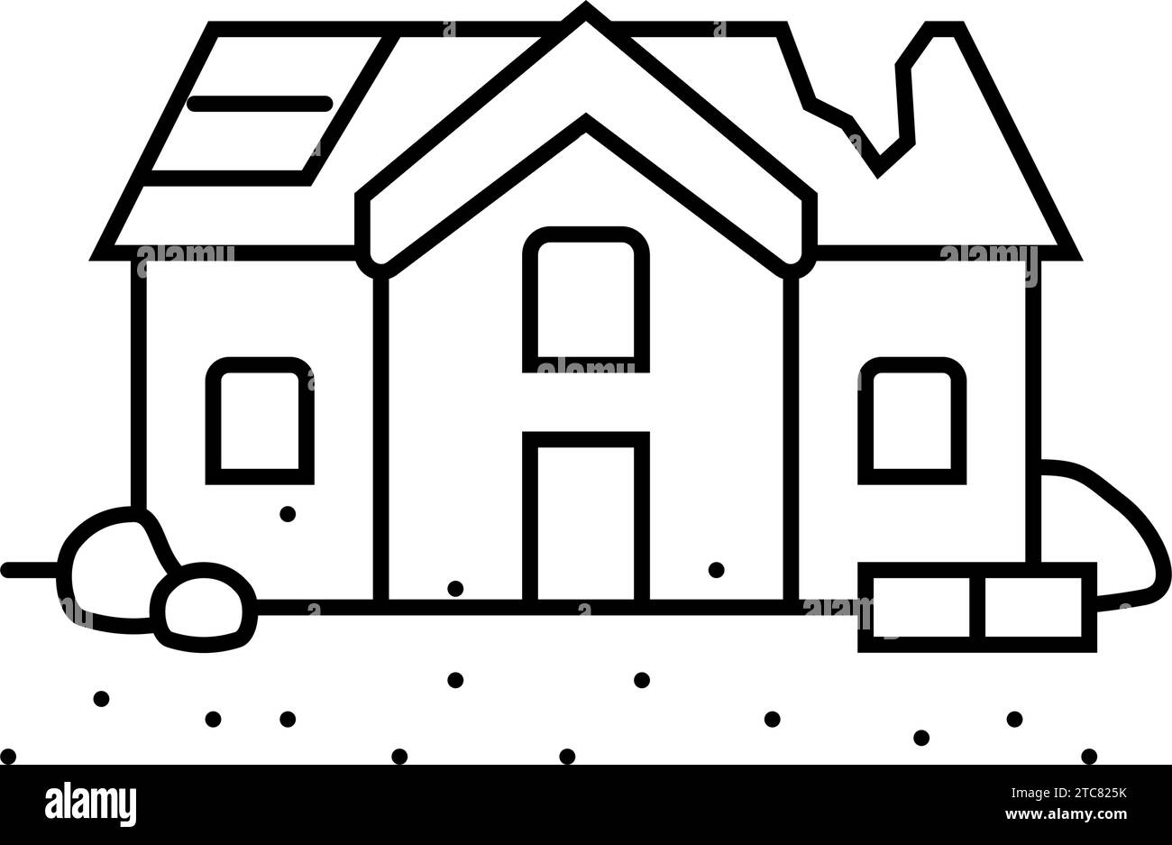 illustration vectorielle de l'icône de la ligne d'incident de la maison rompue Illustration de Vecteur