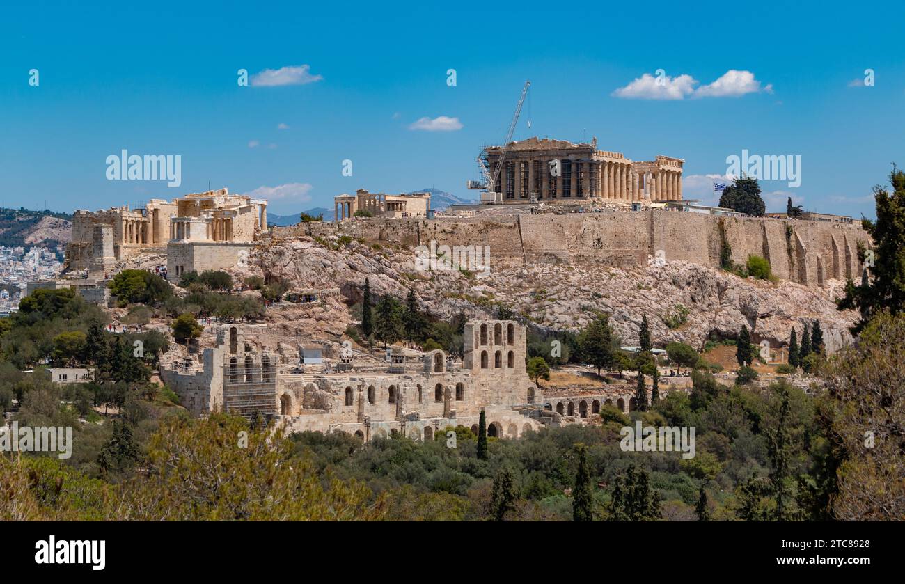 Une image de l'Acropole d'Athènes vue de la colline Filopapou Banque D'Images
