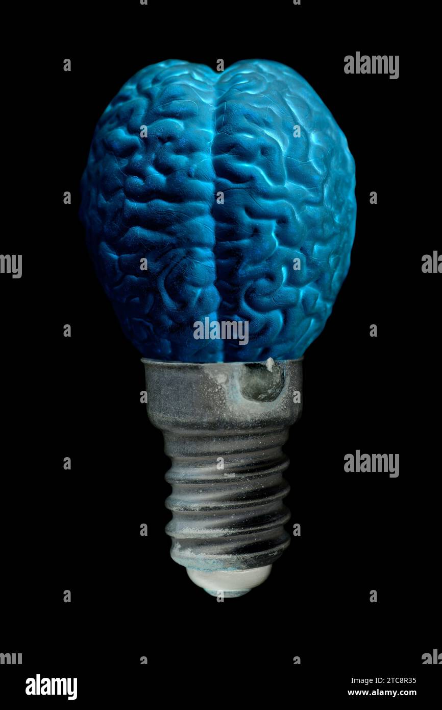 Cerveau humain sous forme d'ampoule. Banque D'Images