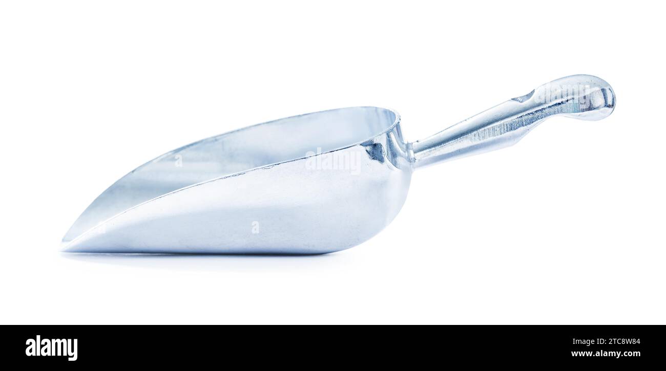 Pelle métallique classique sur fond blanc Banque D'Images