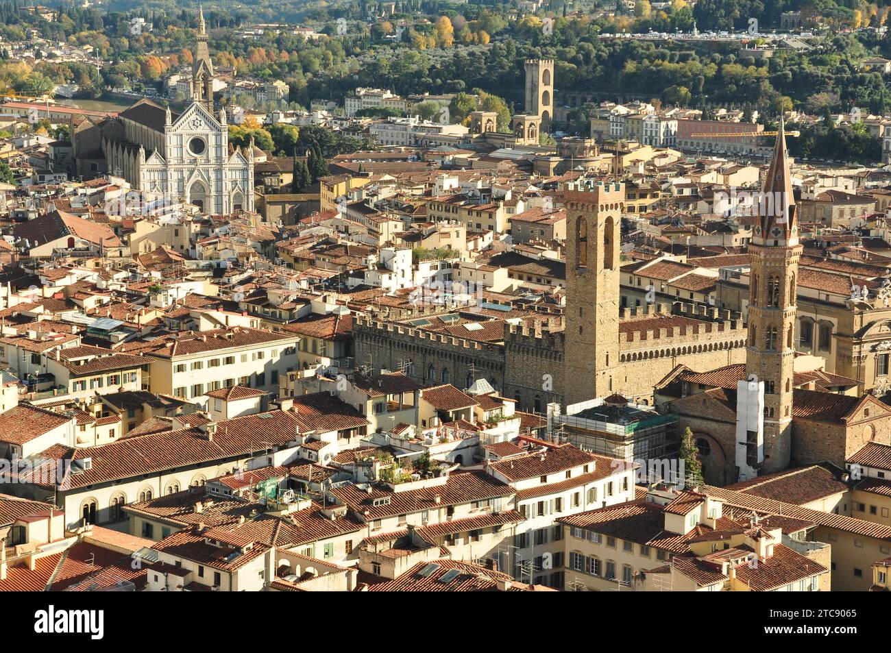 L'horizon et les toits de Florence Italie vus du clocher. Banque D'Images