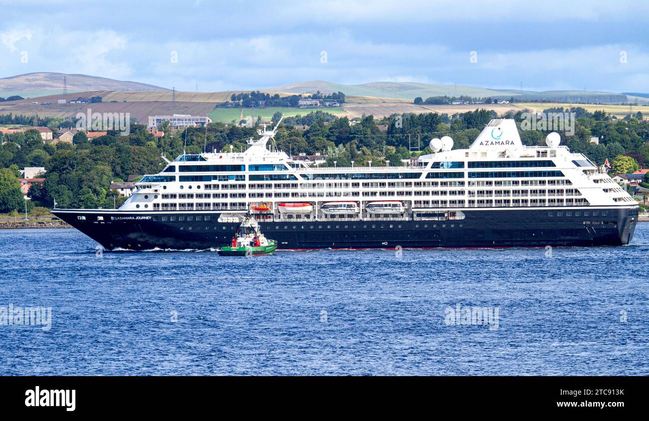 Slovenian Azamara Journey bateau de croisière de classe Renaissance arrivant à Dundee, en Écosse Banque D'Images