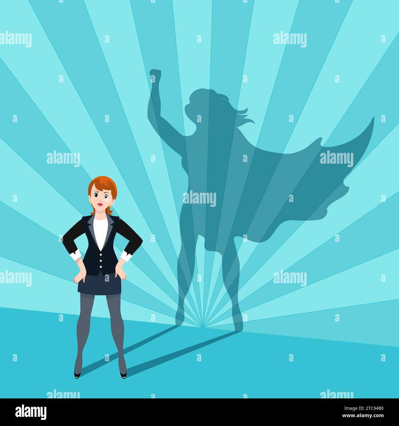 Femme d'affaires avec l'ombre de super-héros Illustration de Vecteur