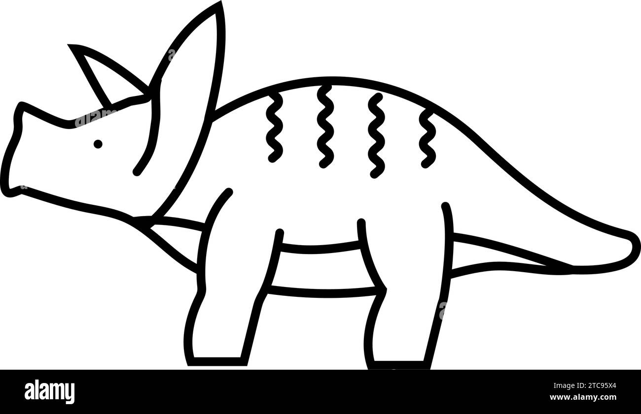 illustration vectorielle de l'icône représentant une ligne d'animal de dinosaure triceratops Illustration de Vecteur
