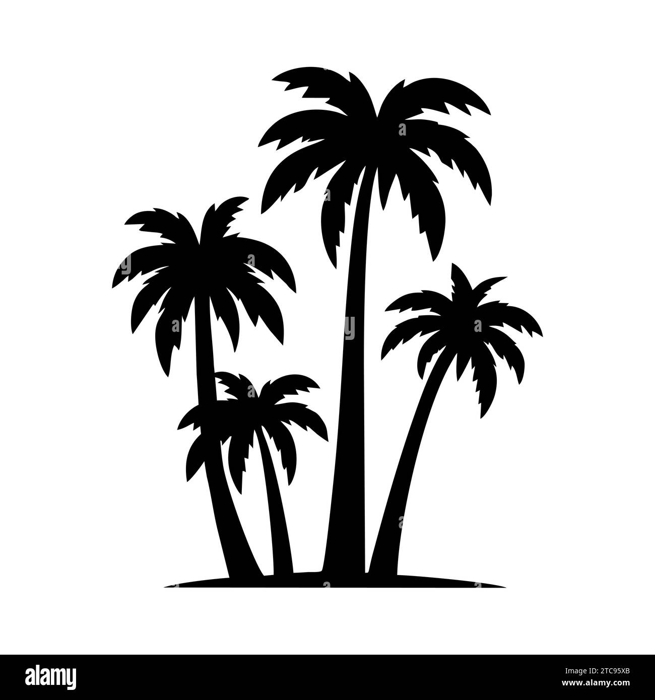 Icône de silhouette de palmier. Plantes tropicales de jungle noire. Vecteur sur fond blanc Illustration de Vecteur