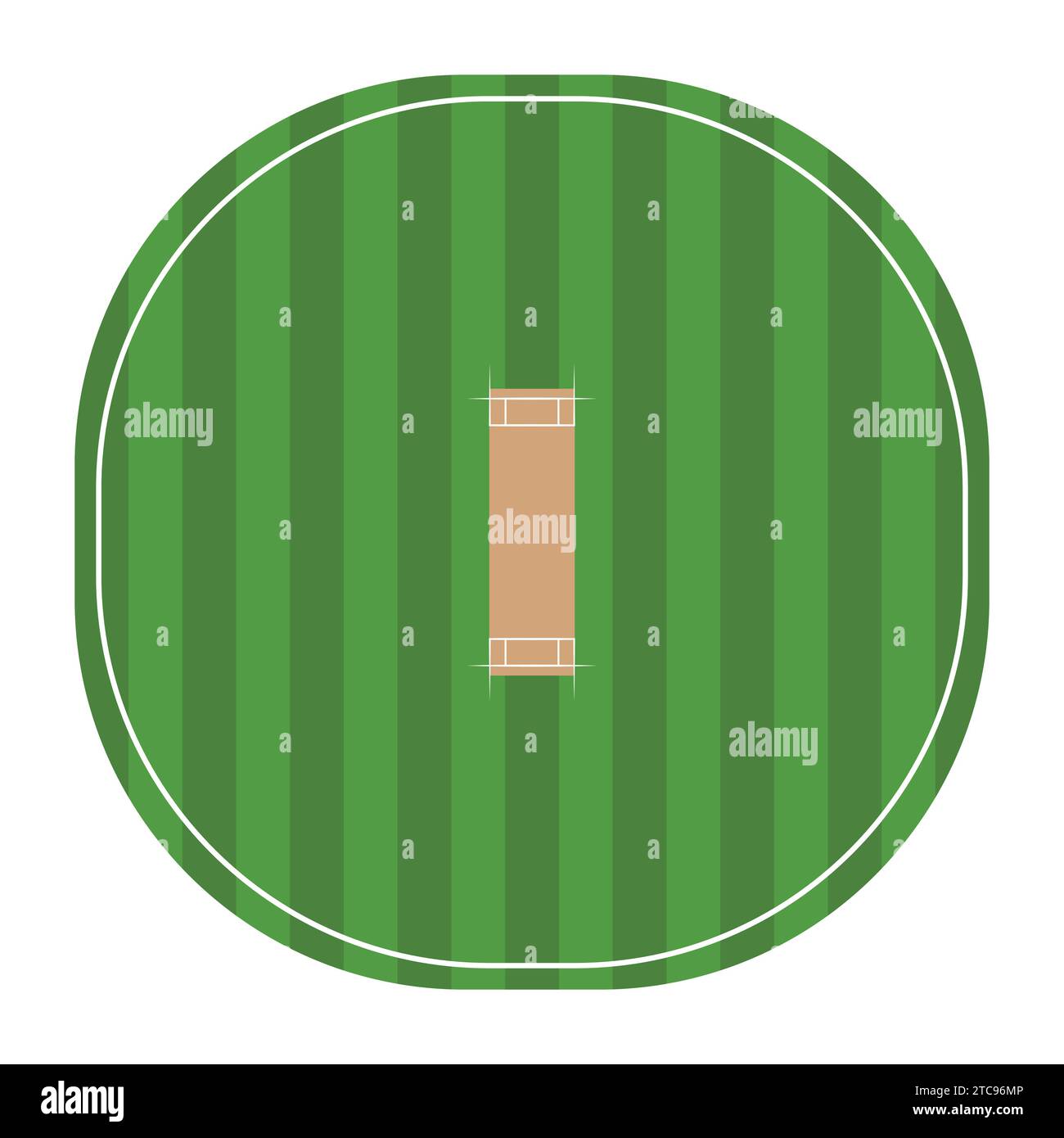 Flat Cricket Ground Pitch Vector Illustration vue de dessus icône Cricket Ground Illustration de Vecteur