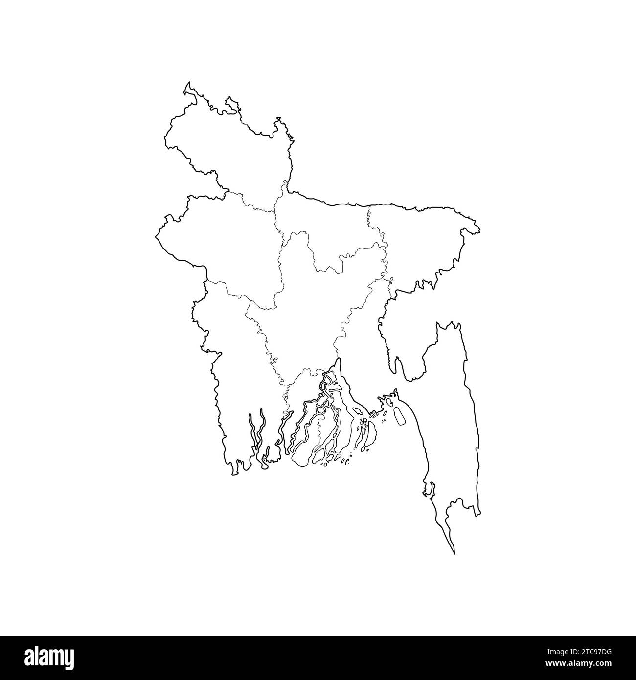 Carte de ligne du Bangladesh Illustration Vector icon carte du Bangladesh Illustration de Vecteur